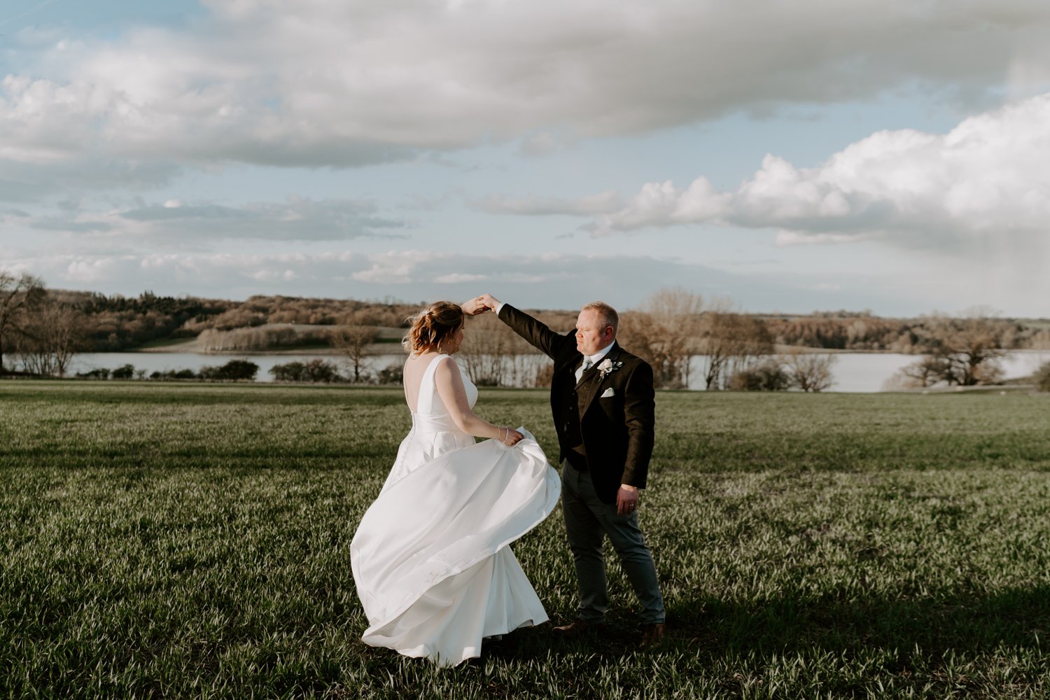 groom spinning bride Halfmoon farm wedding Hambleton