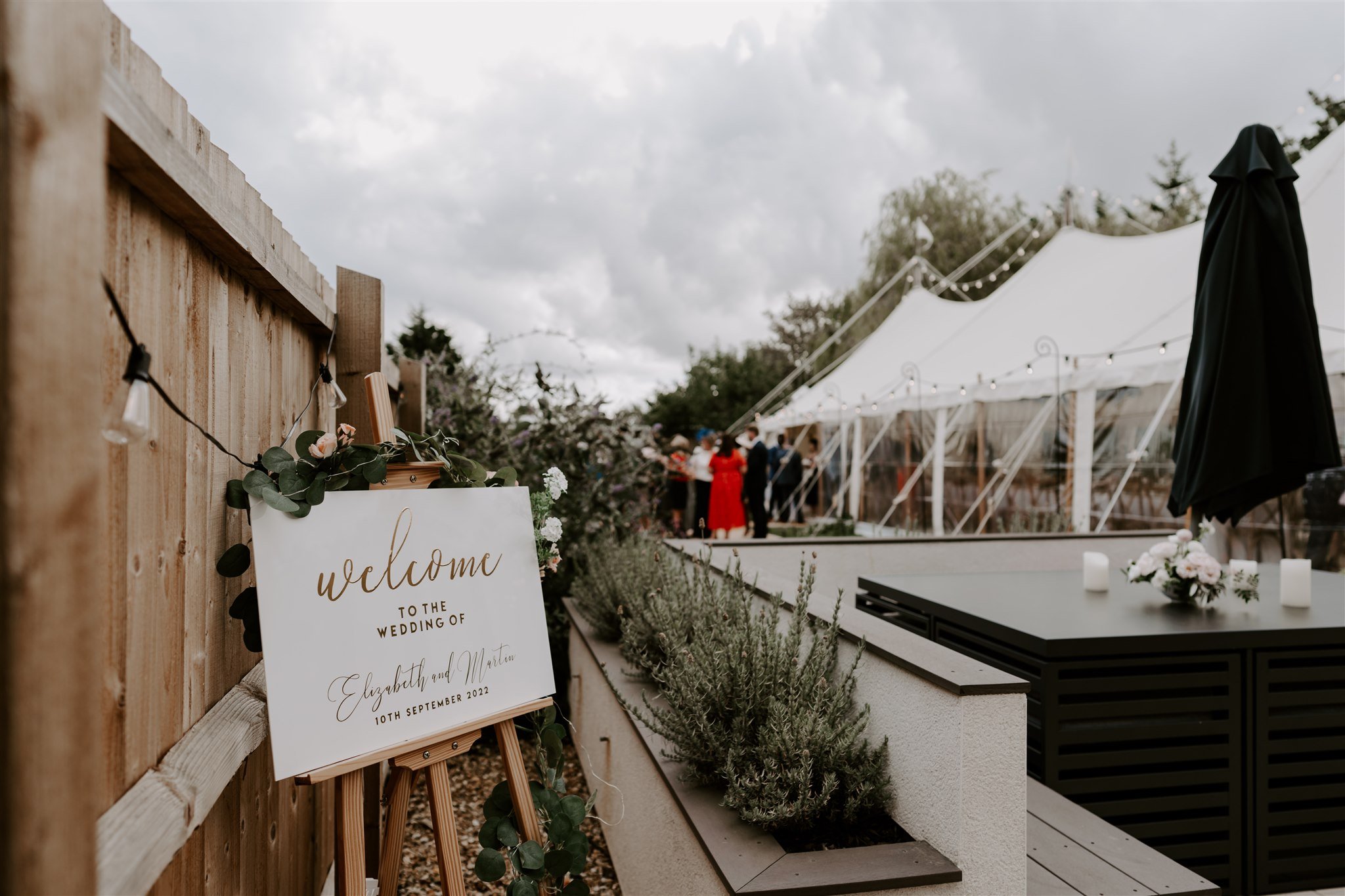 welcome sign stamford marquee wedding 
