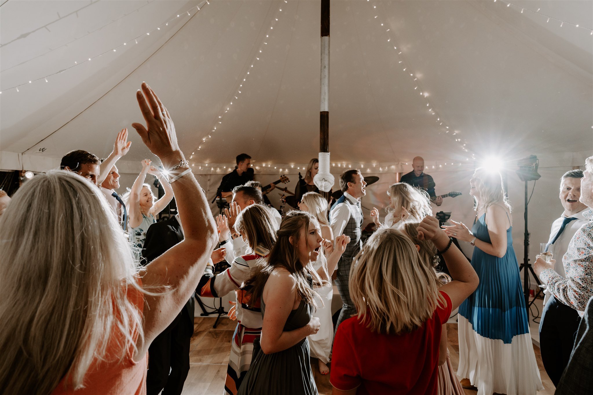 guests dancing wedding dancefloor Stamford marquee wedding 