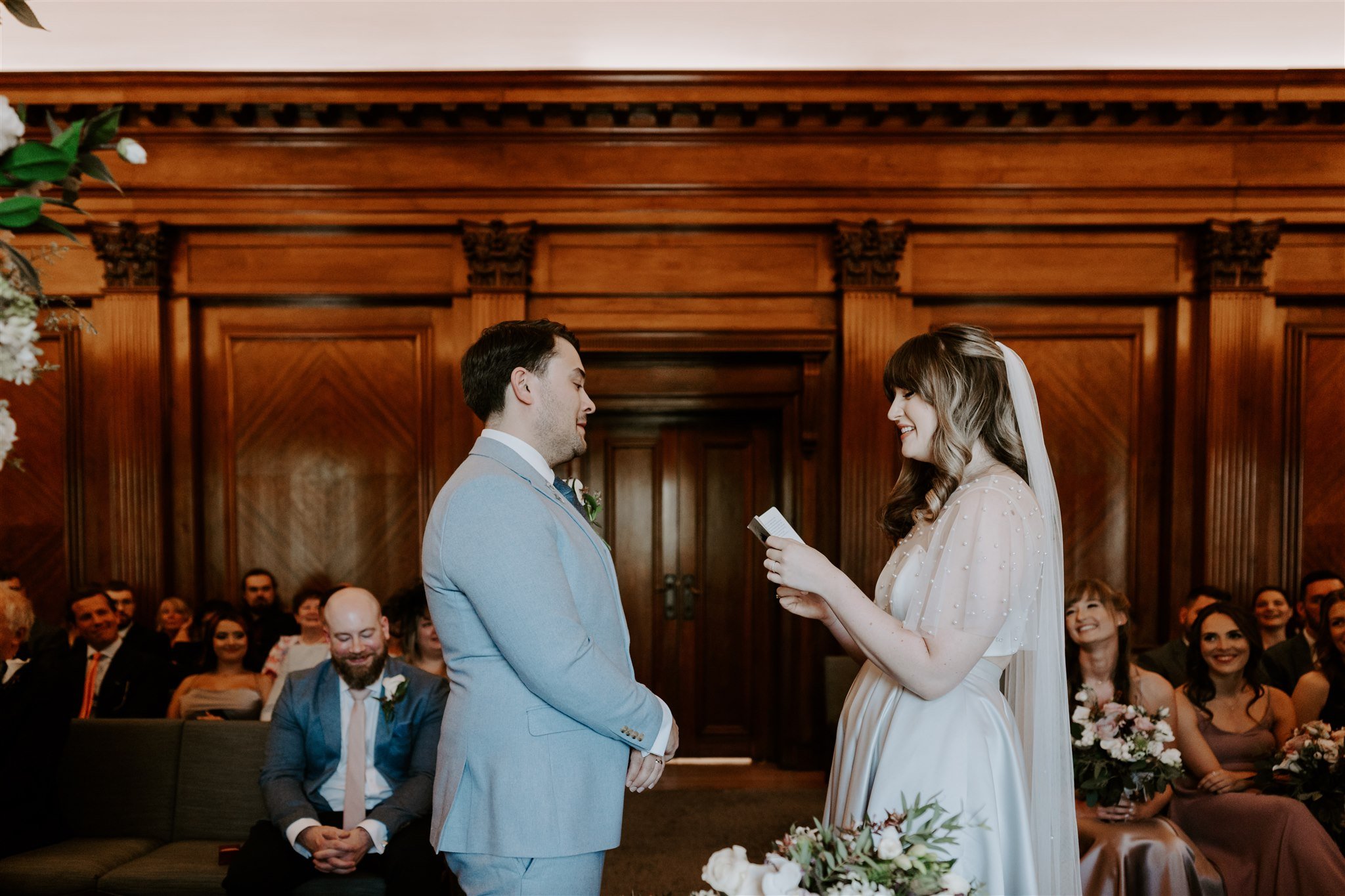 personal vows read Marylebone Town Hall wedding ceremony Pizza party wedding London