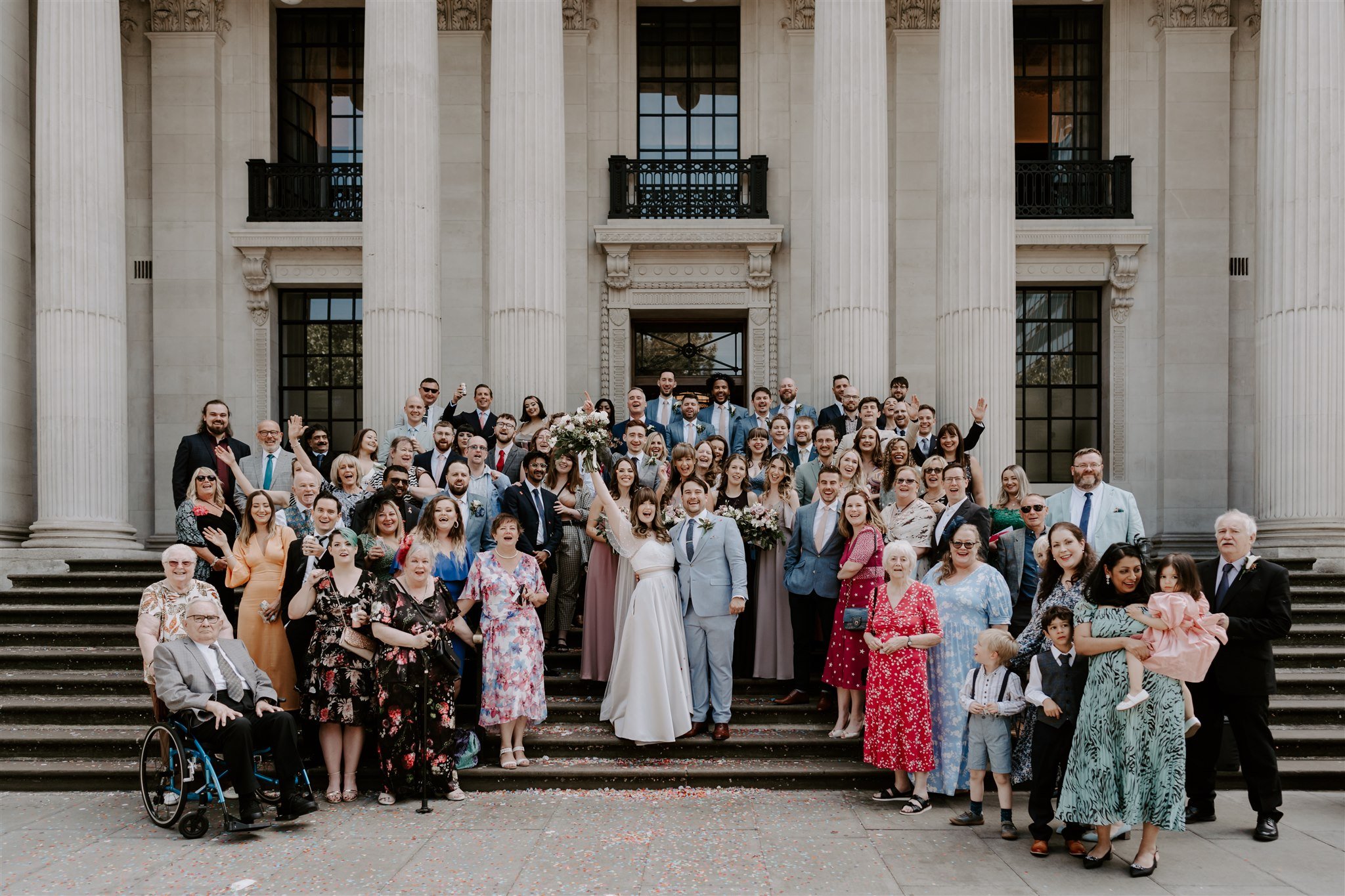 wedding group photo Marylebone Town Hall wedding 