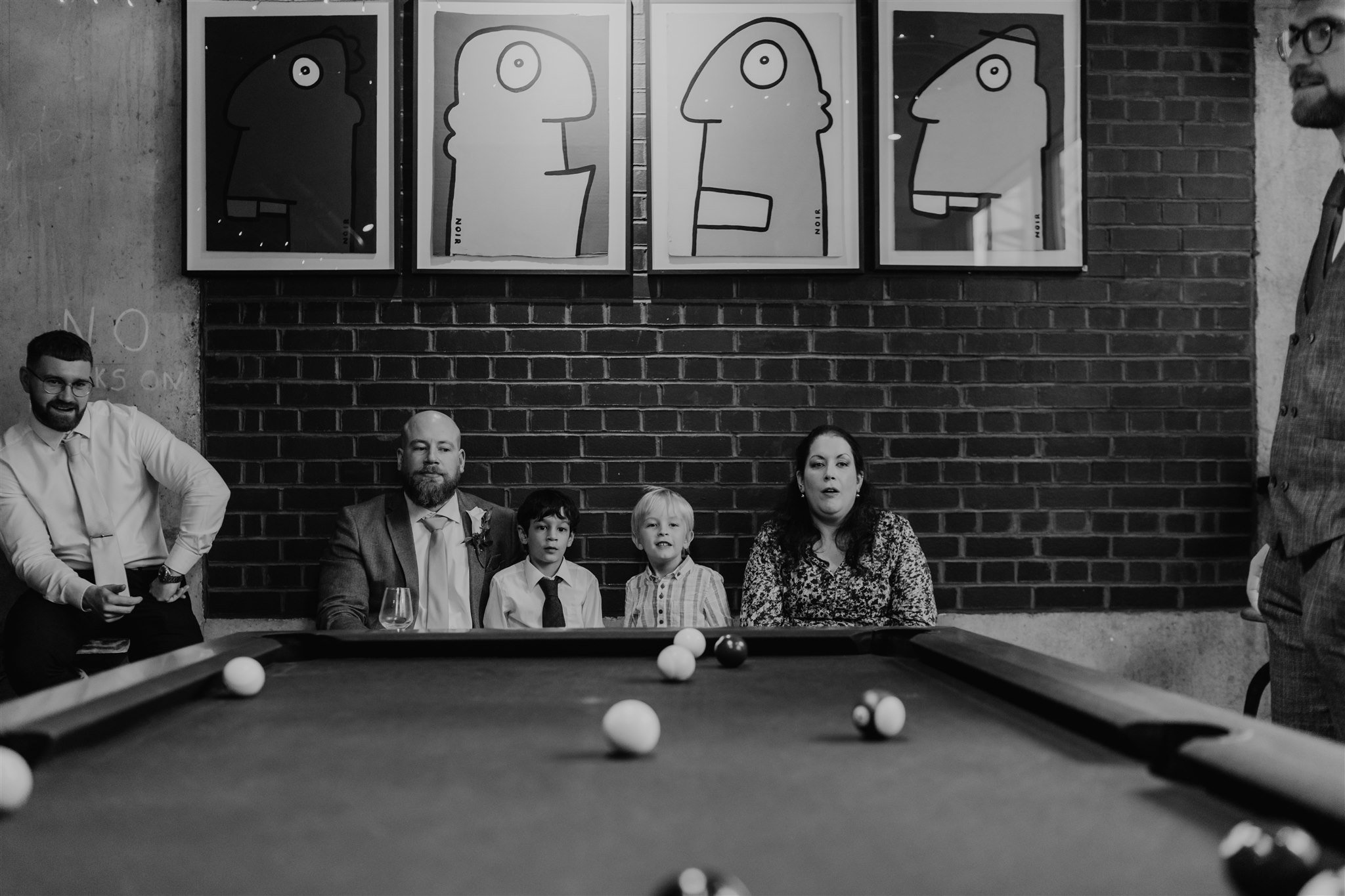 Heist Bank london wedding guests watching pool table