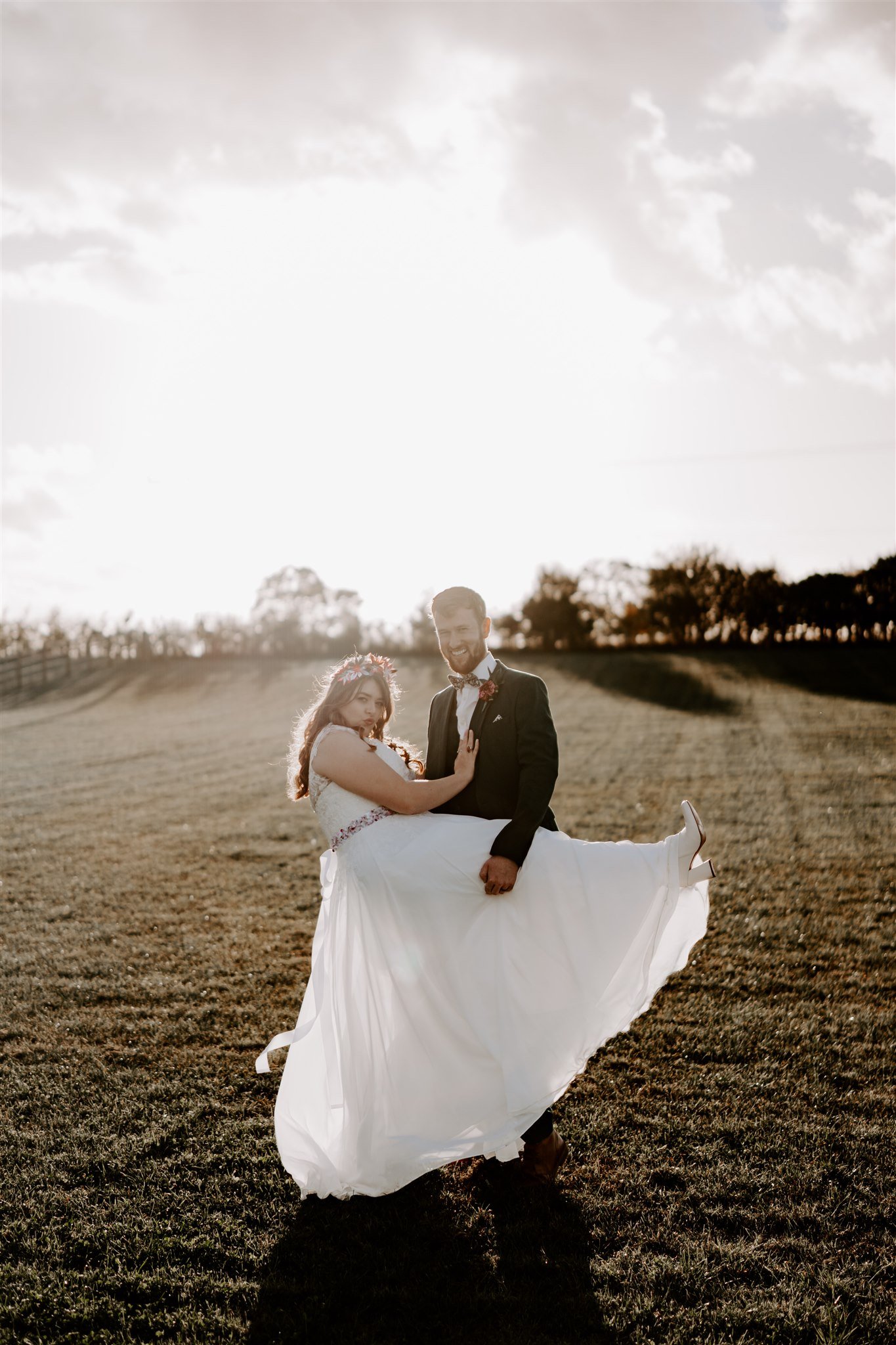 golden hour wedding portraits Leicestershire wedding Old Cow Shed