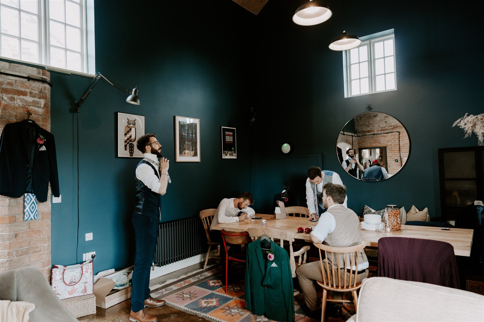 groom getting ready Old Cow Shed wedding Melton Mowbray