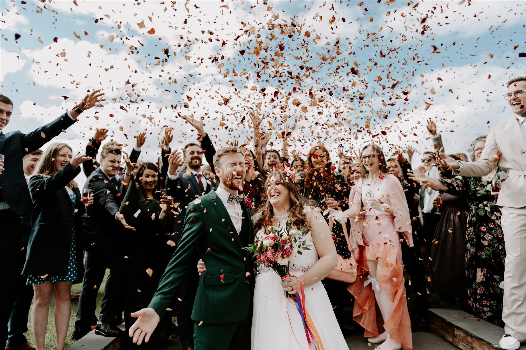 wedding confetti Old Cow Shed wedding Leicestershire