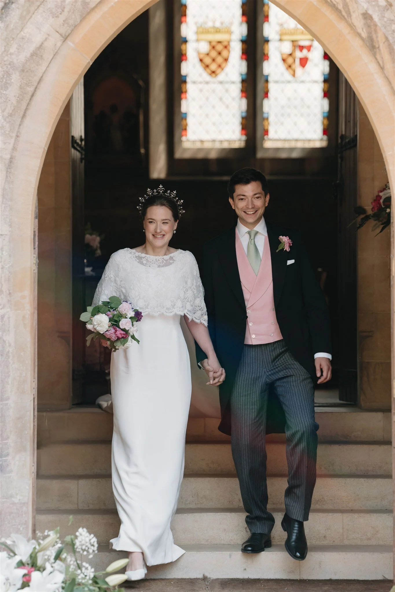 bride and groom leaving Exton Chapel Rutland
