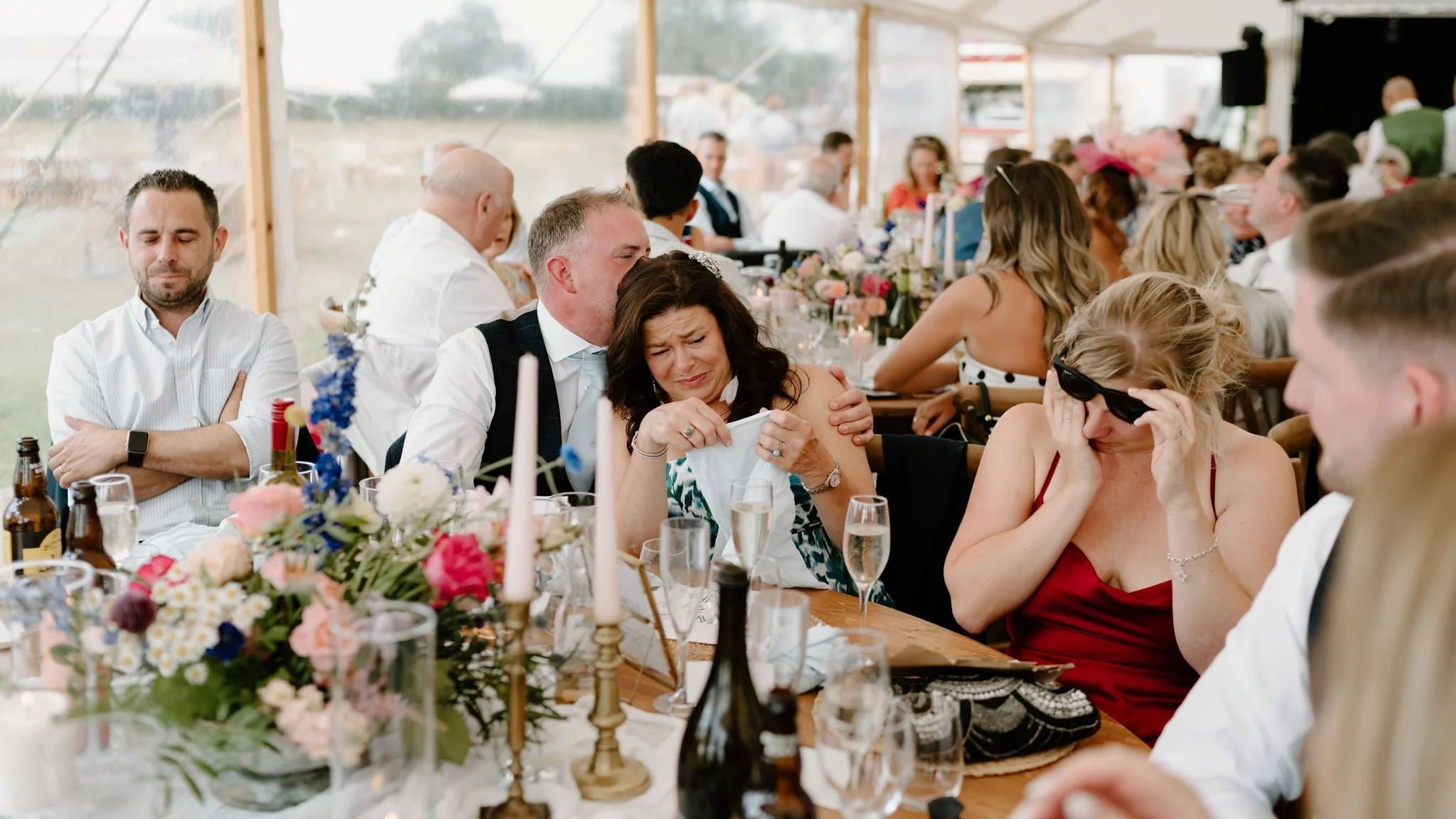 wedding guests crying during wedding speech
