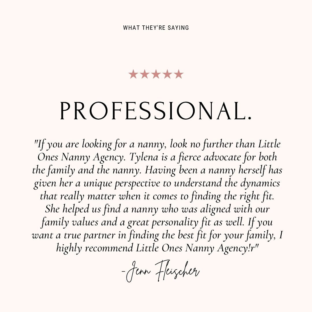 👉🏽Check out what one of our amazing clients had to say about us here at Little Ones! 
We love helping nannies and families find each other! 

Let us help you find a nanny that fits your family perfectly! 

📱Call us at 615-264-5655 or send us an em