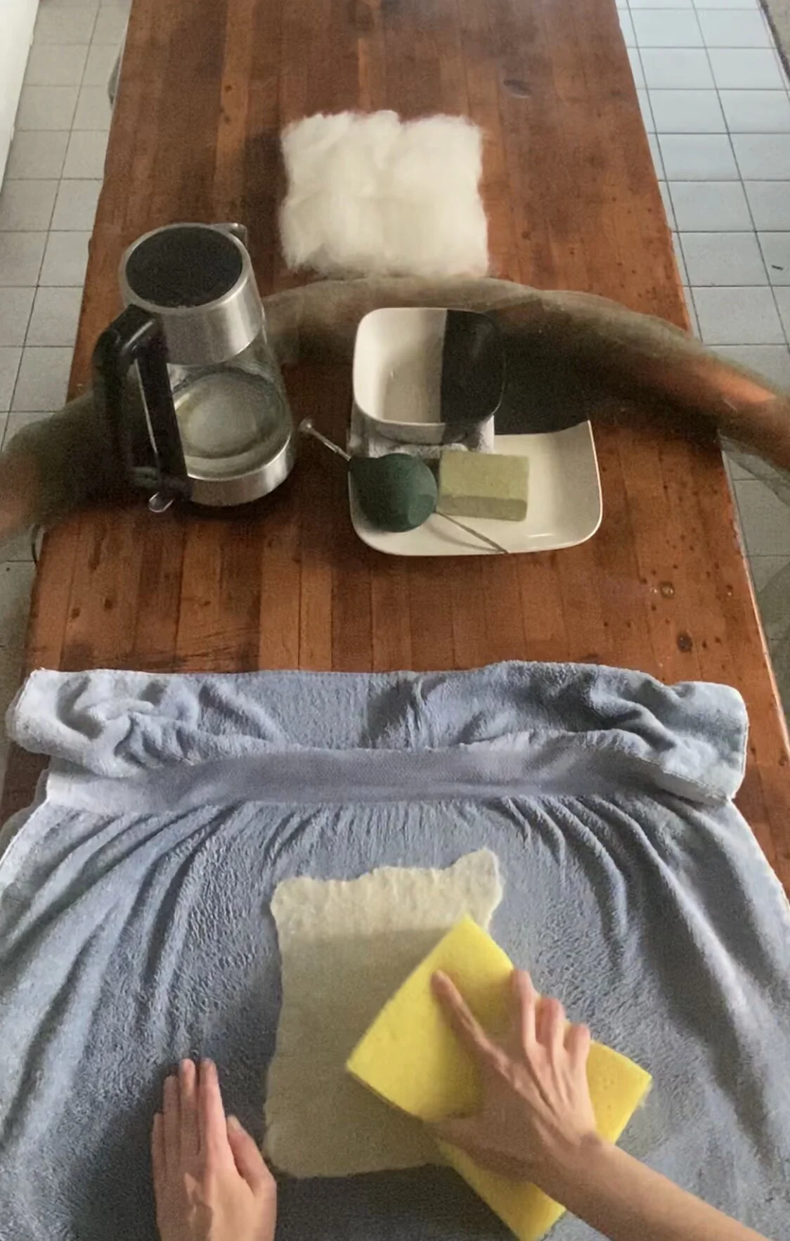 Finishing- Sponge off any excess water.