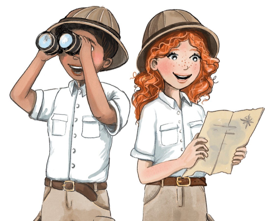 Head explorers trying to outsmart Professor Prankster. They are looking for more clues.