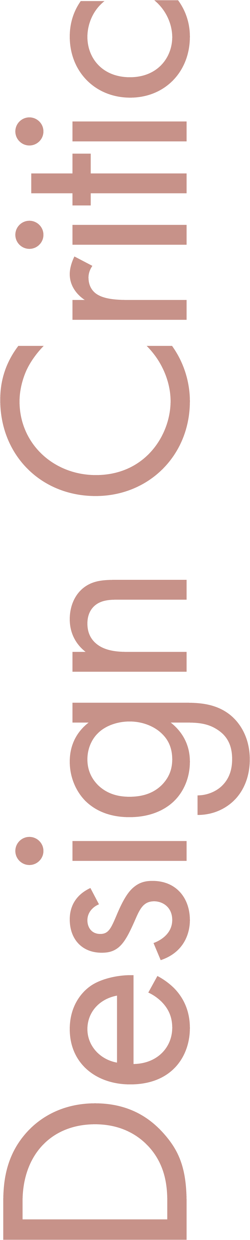 Vertical text saying 'Critic Online Design' in pink letters on a transparent background.
