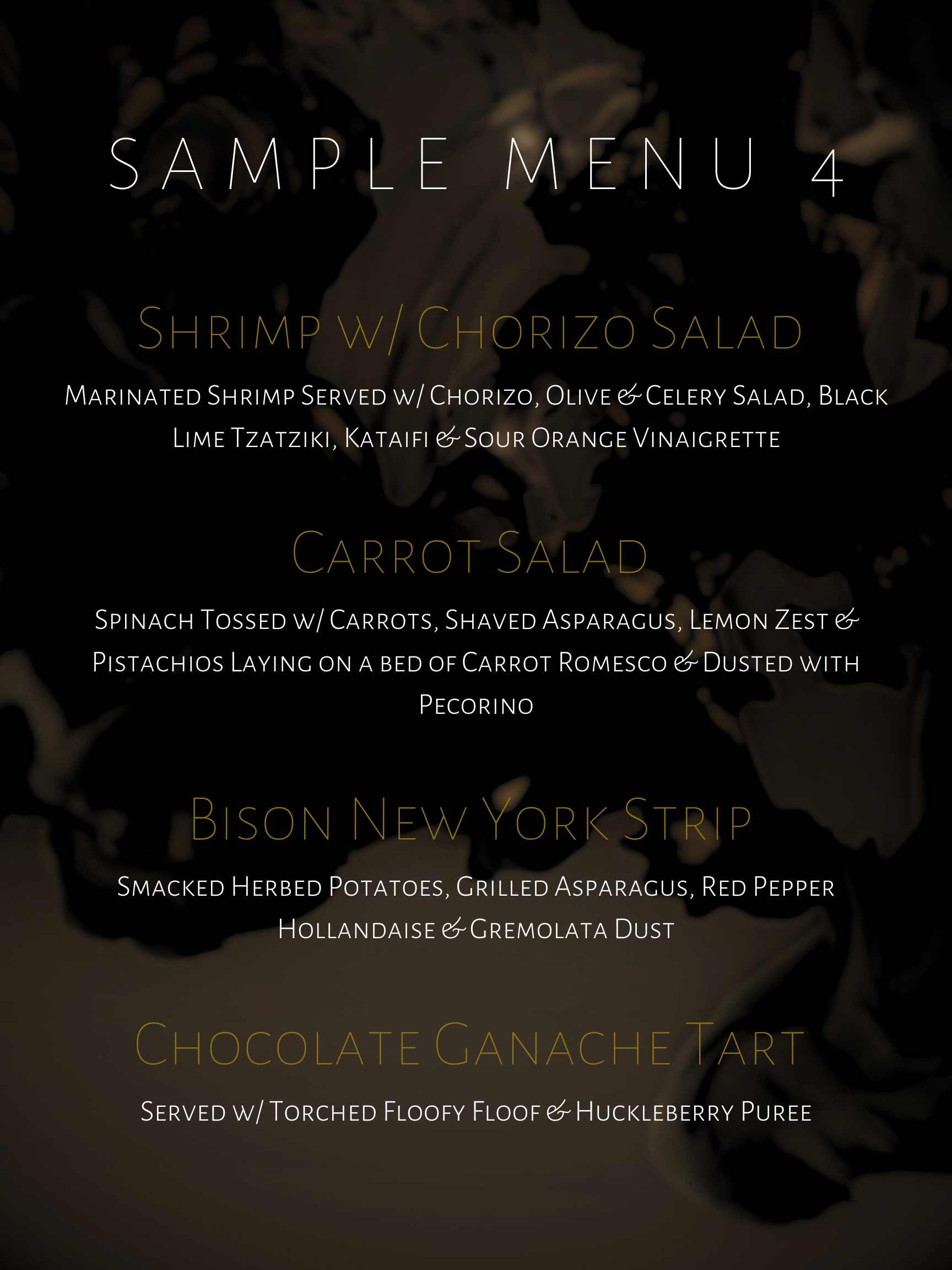 Sample Menu F Amp F