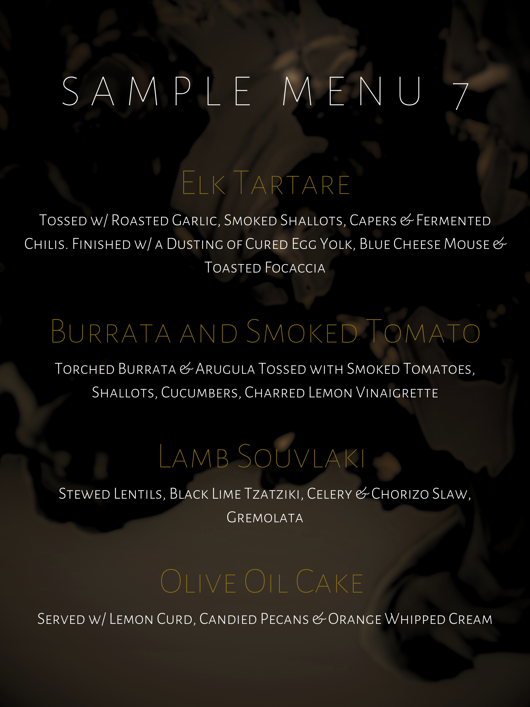 Sample Menu — F &amp; F