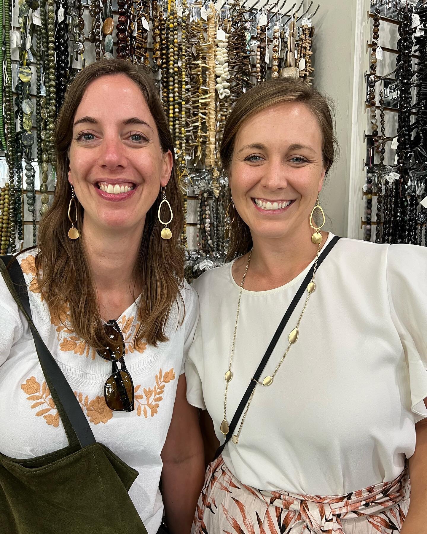 Friends make matching earrings at CrystalBeadBazaar! Bring a friend and make a quick pair or earrings or bracelet to go!  #diyjewelrymaking #lawrenceville #earrings