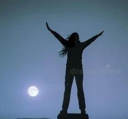 Practitioner with outstretched arms performing Rite of Calling Down the Moon.