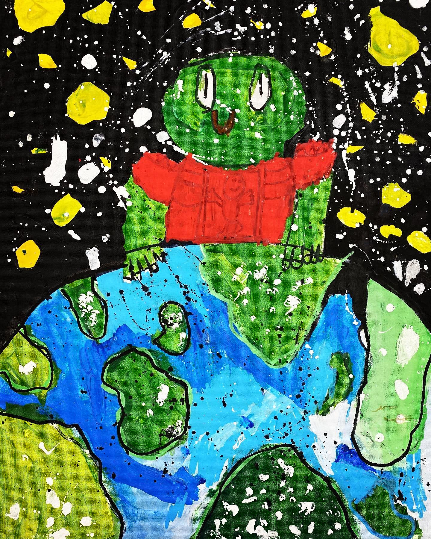 &ldquo;The Earth is&hellip; my playground,&rdquo; painting by a second grader.