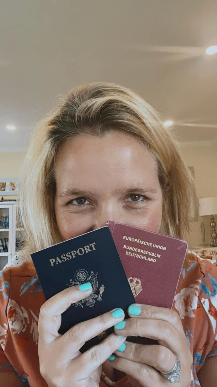 woman holding passport