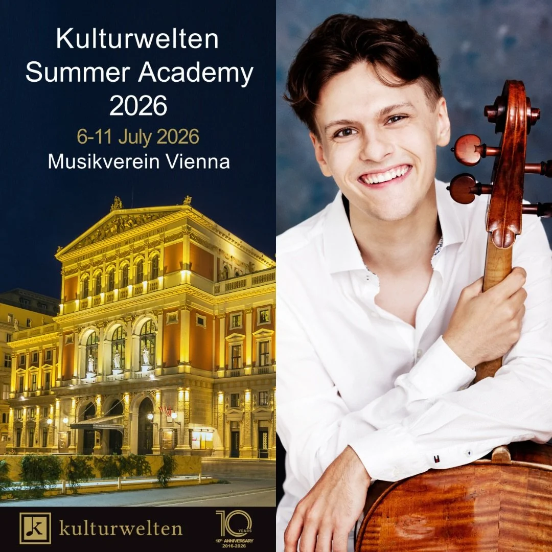 Delighted to share that I will be teaching at the Kulturwelten Summer Academy 2026 at Vienna Musikverein from 6-11 July 2026!

🗓️ Registration Deadline: 22 June 2026
Learn more at kulturwelten.at

Spots are limited - early registration is recommende