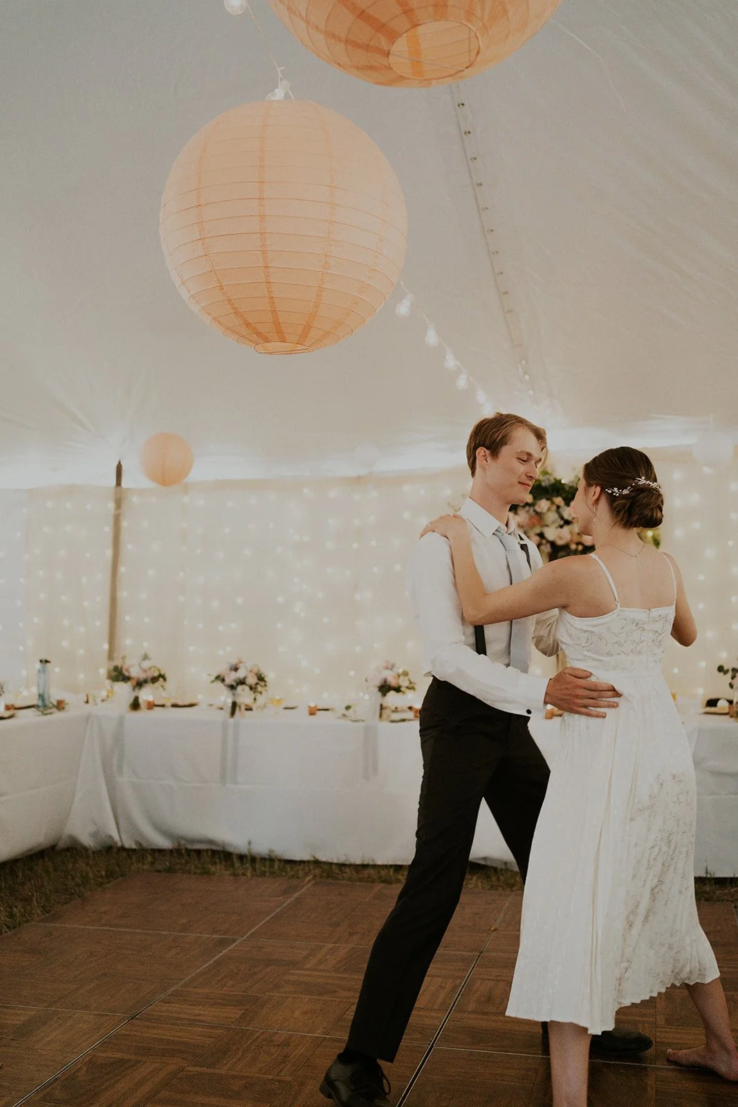 couples first dance at wedding reception