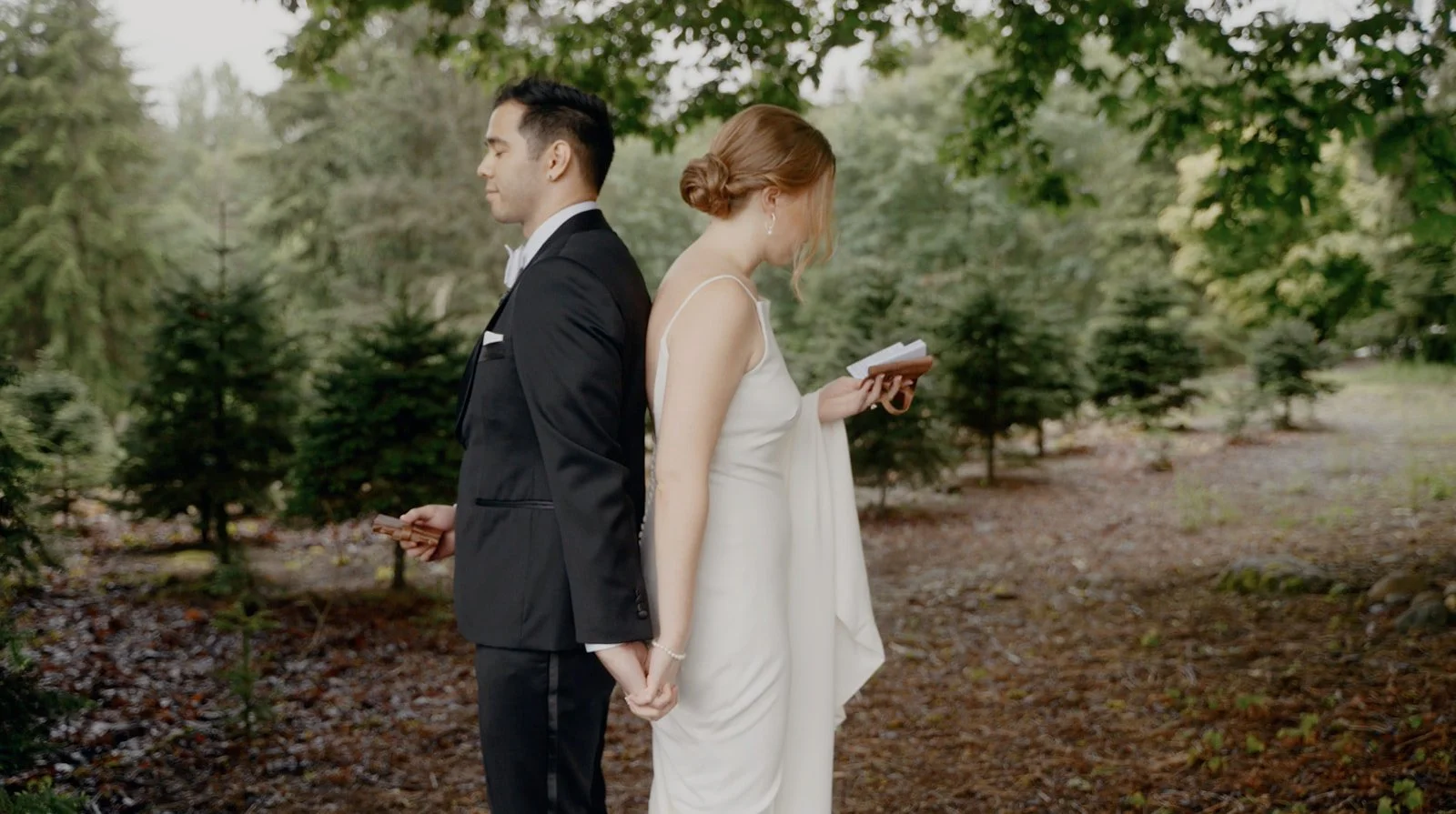 intimate wedding vows between bride and groom trinity tree farm