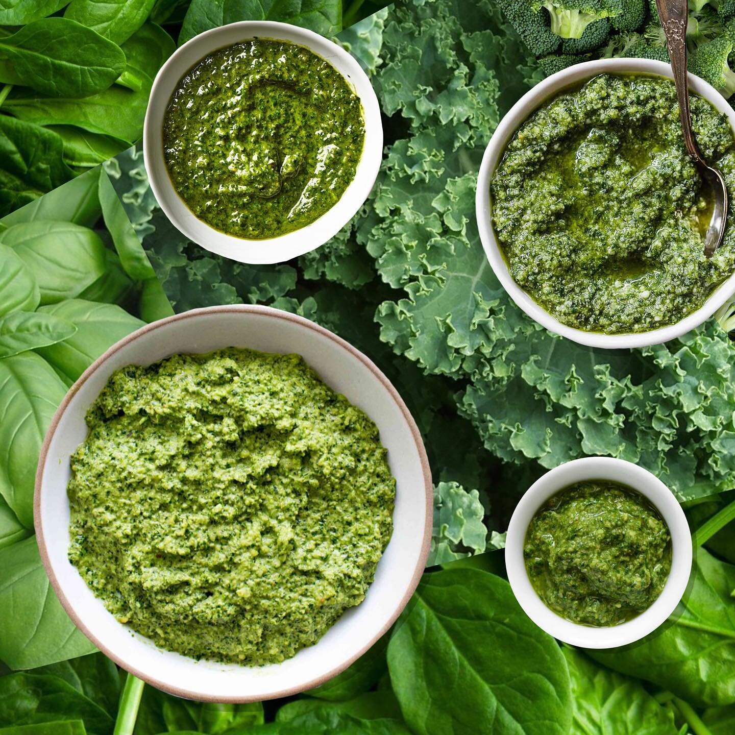 Most greens can be pulsed into pesto, presto. Improvise any recipe. Instead of basil, use spinach, kale, broccoli florets, parsley, cilantro...you name it. Pur&eacute;e with olive oil, garlic, Parmesan or other hard cheese (if not #dairyfree), and nu