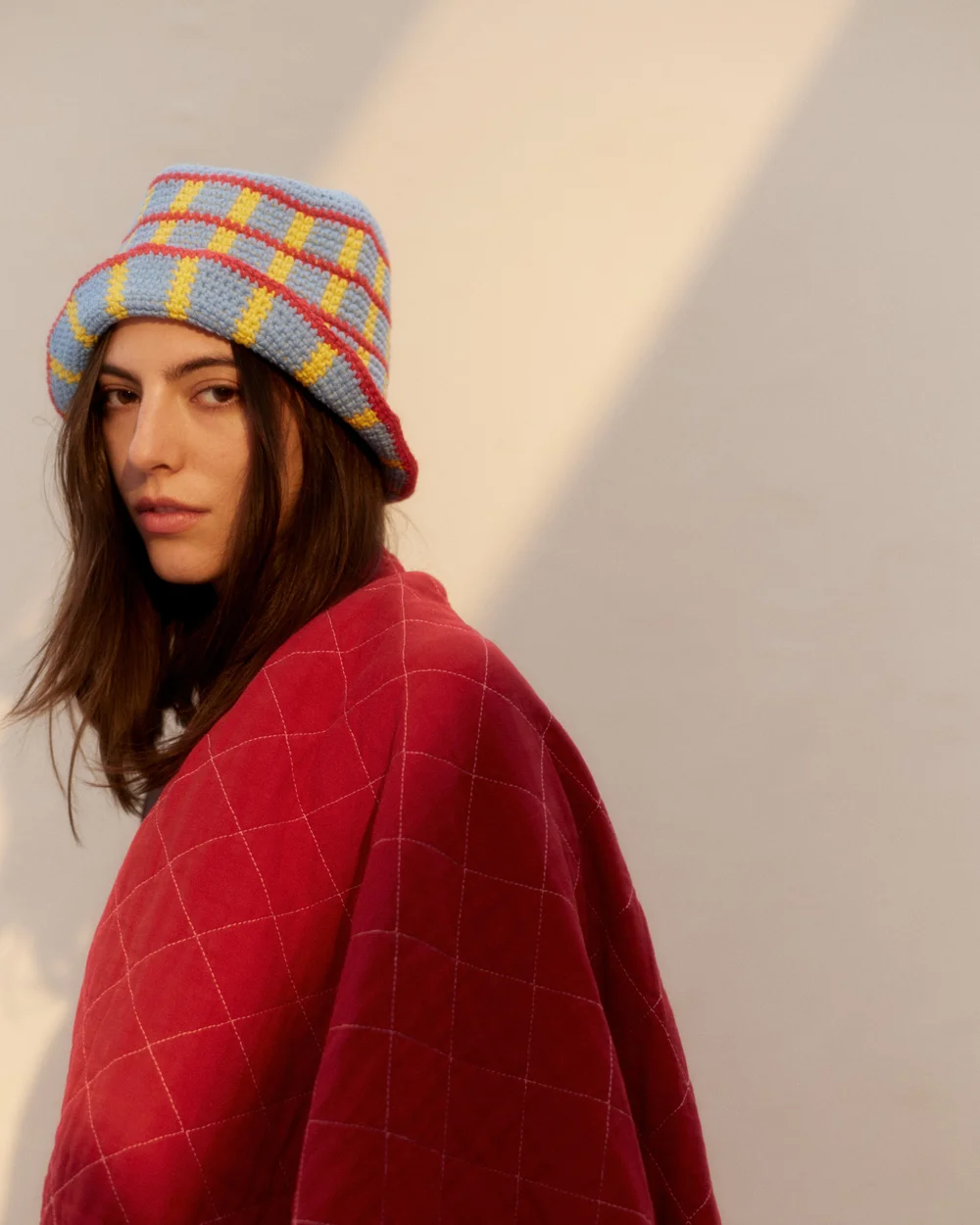 Crochet Plaid Bucket Hat Red Plaid Crochet Hats, Bikinis, And