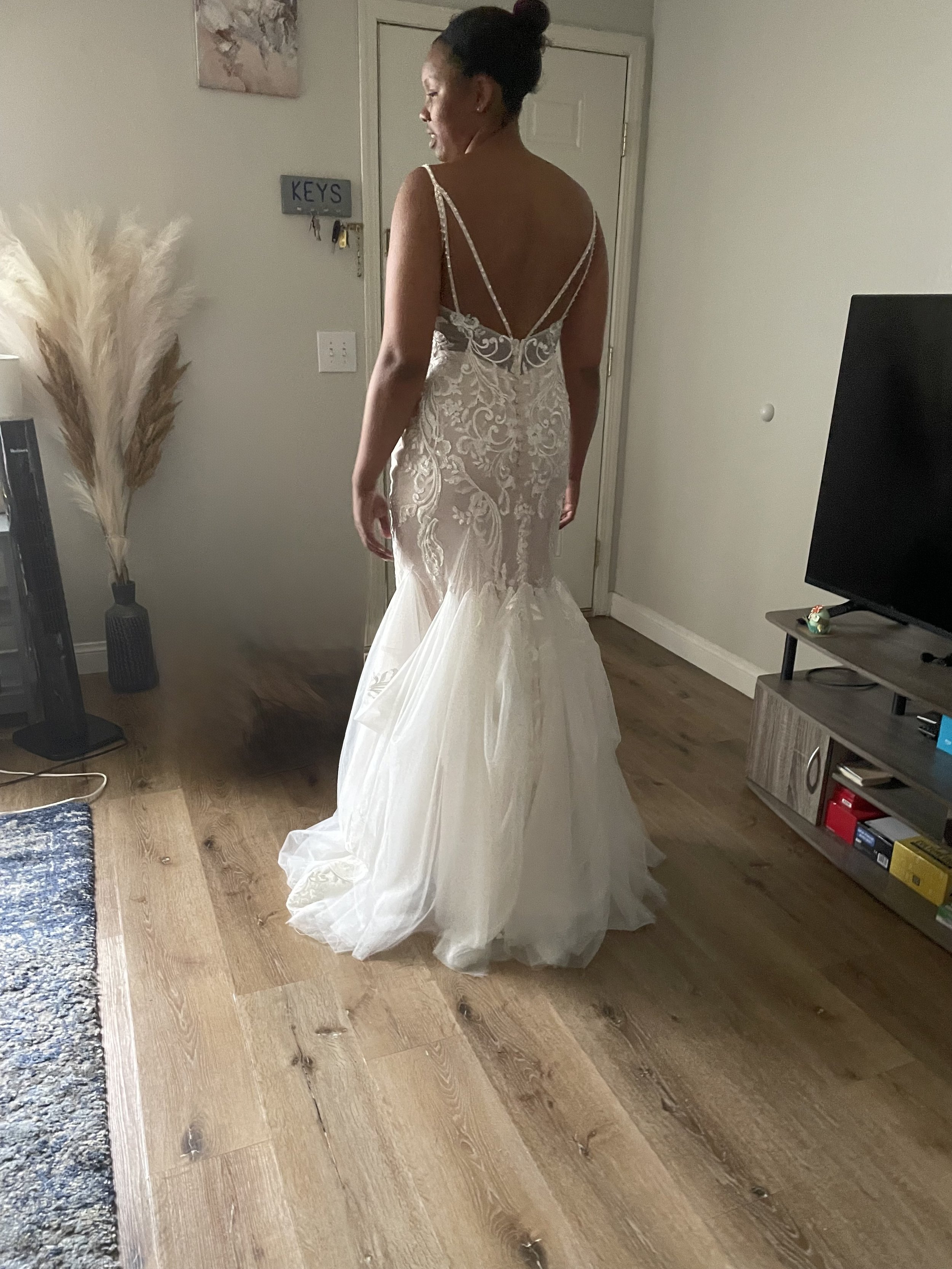 Over bustle on tulle
