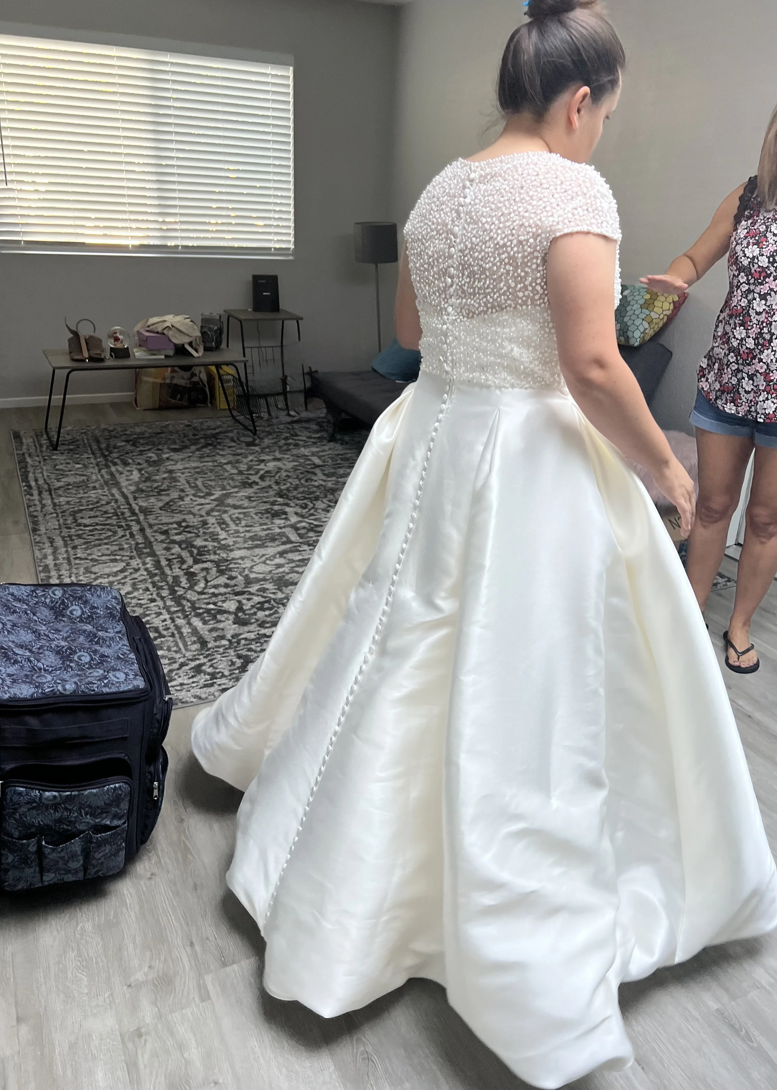 Ballroom Bustle on Mikado Satin