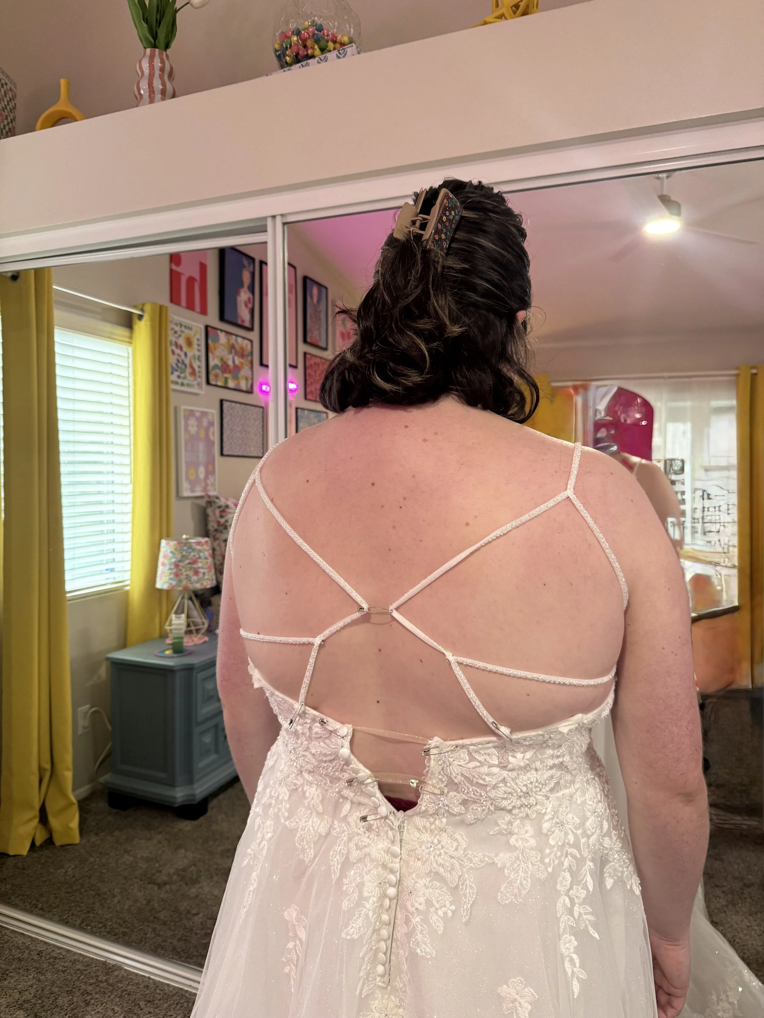 Before: pinning for fit and creating plan for a new back
