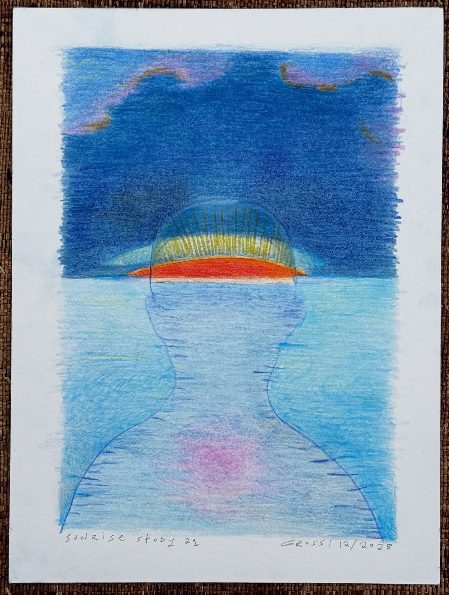 Sunrise Study 21. 2025
colored pencil on paper
9&rdquo; x 12&rdquo;

#solarchannel