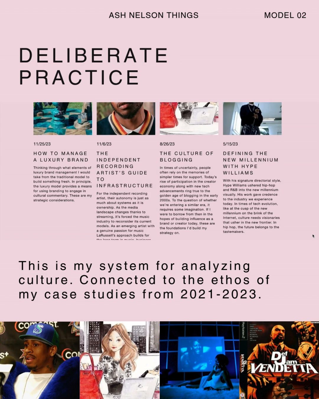 Case studies in hip hop and streetwear gave me the frameworks for model one, which narrowed in on luxury brands. Model two is being guided by Jeremy Bassetti's thinking on creative projects as systems. Full breakdown in bio.