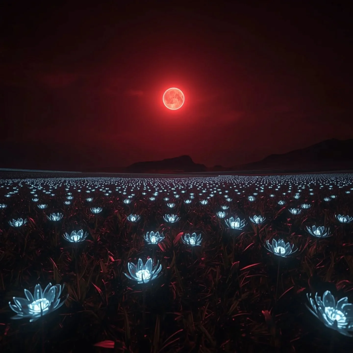On the exoplanet Kepler-186f, under the dim crimson light of its red sun, lies a field that defies reality. It is not a field of flowers. It is One Flower.

This organism, the Echo-Mirror, is a single entity existing in multiple places at once, its p