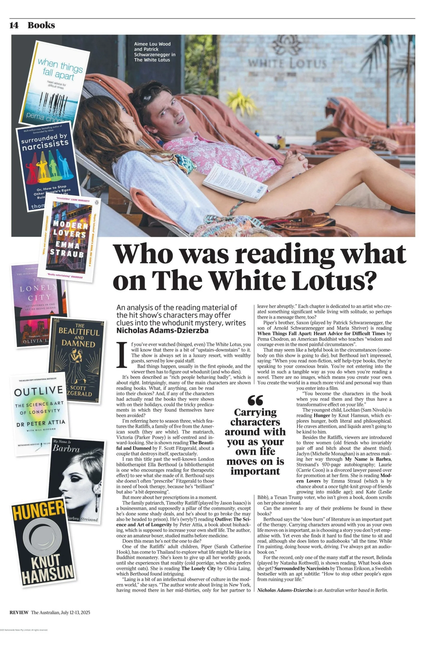 Who was reading what on The White Lotus?