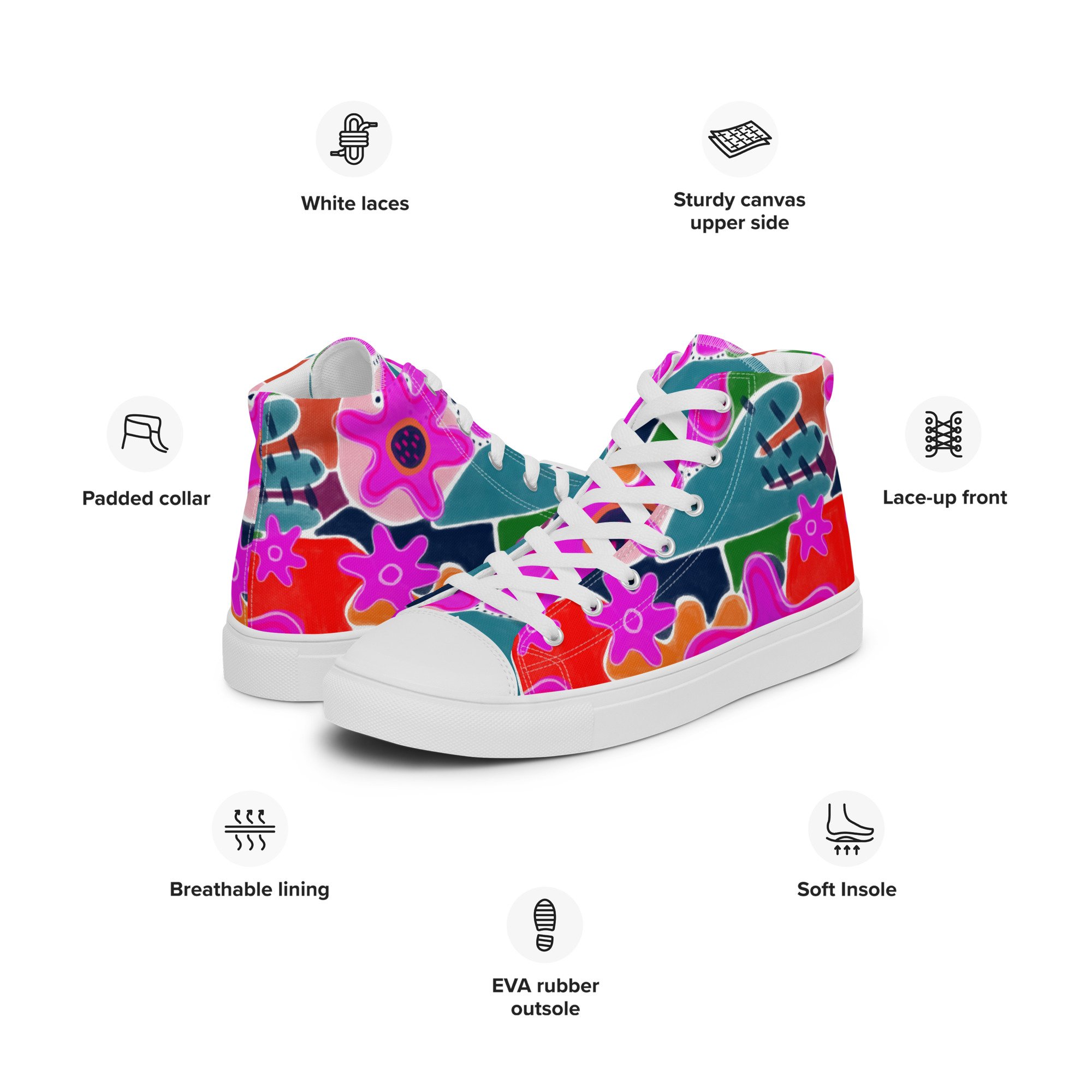 Flow Women’s high top canvas shoes — Bird & Blossom Design Studio