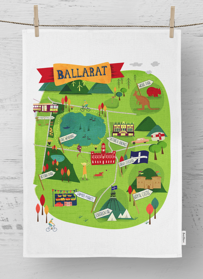 'Green Ballarat' Souvenir Tea Towel