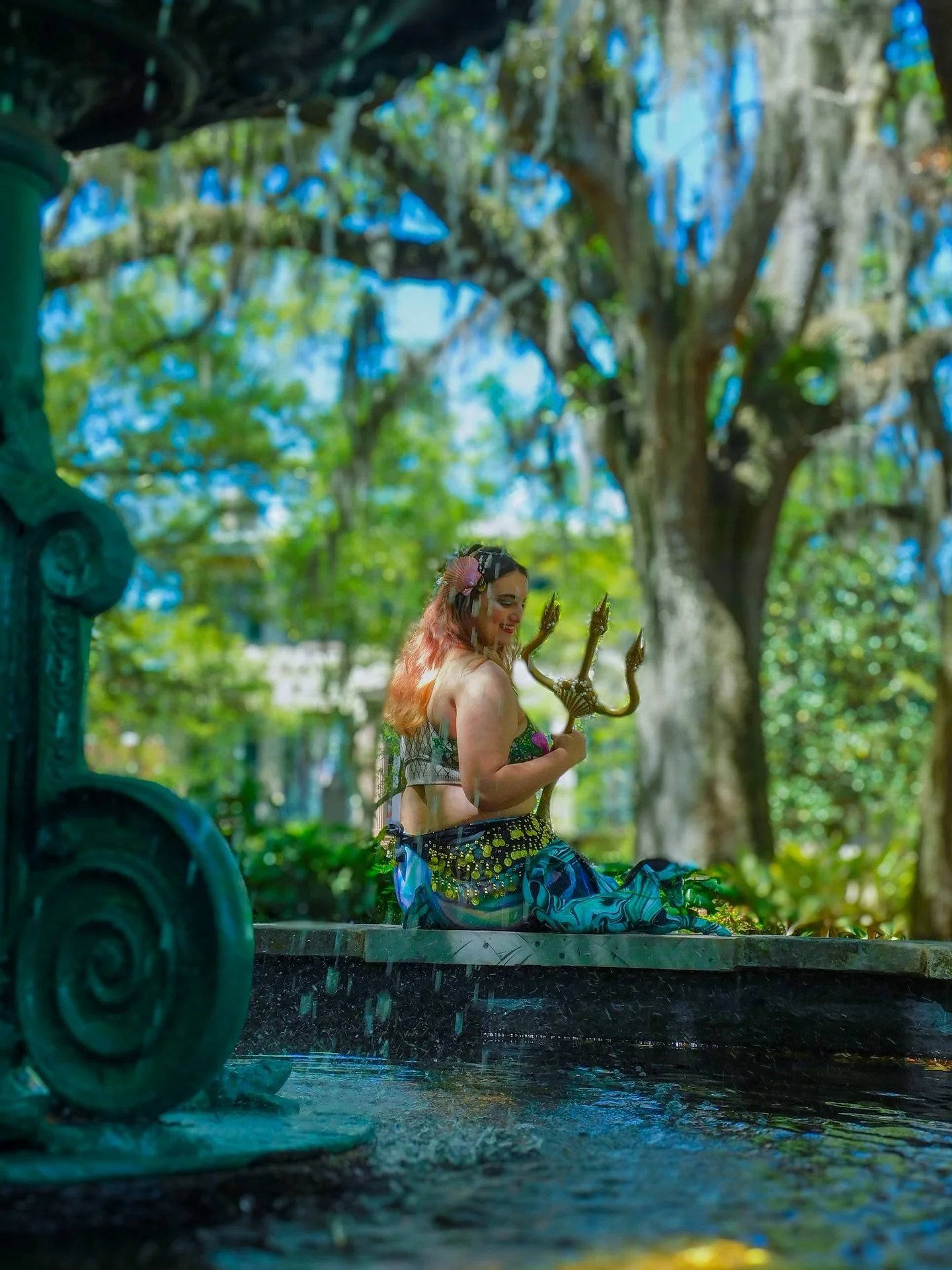 Happy St. Patrick&rsquo;s Day! One of the few days of the year that this pink fishie changes her scales to green 😄☘️🩷
.
Abshellutely love these photos with my trident! It&rsquo;s an absolute work of art that I&rsquo;m so proud of even years later. 