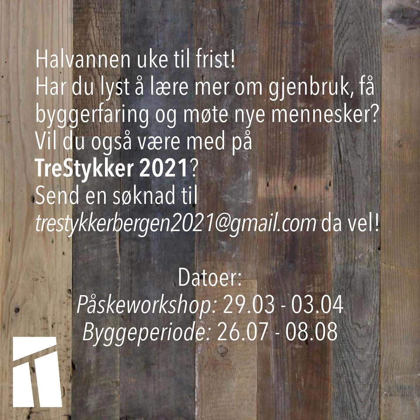 Halvannen uke til frist, keep 'em coming! ☺ 
Med dagens situasjon tatt i betraktning, vil det v&aelig;re mulig å delta på påskeworkshopen digitalt. Vi ses!