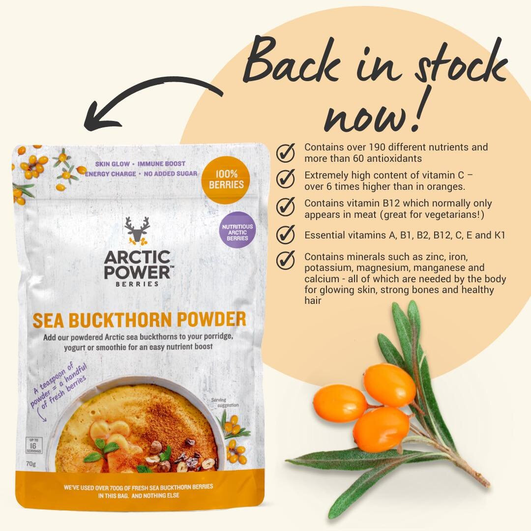 The news you have all been waiting for! 🧡

Containing over 190 different nutrients, and more than 60 antioxidants, we know that we have a long waiting list for this super berry. We are thrilled to announce that Sea Buckthorn is back in stock now! 

