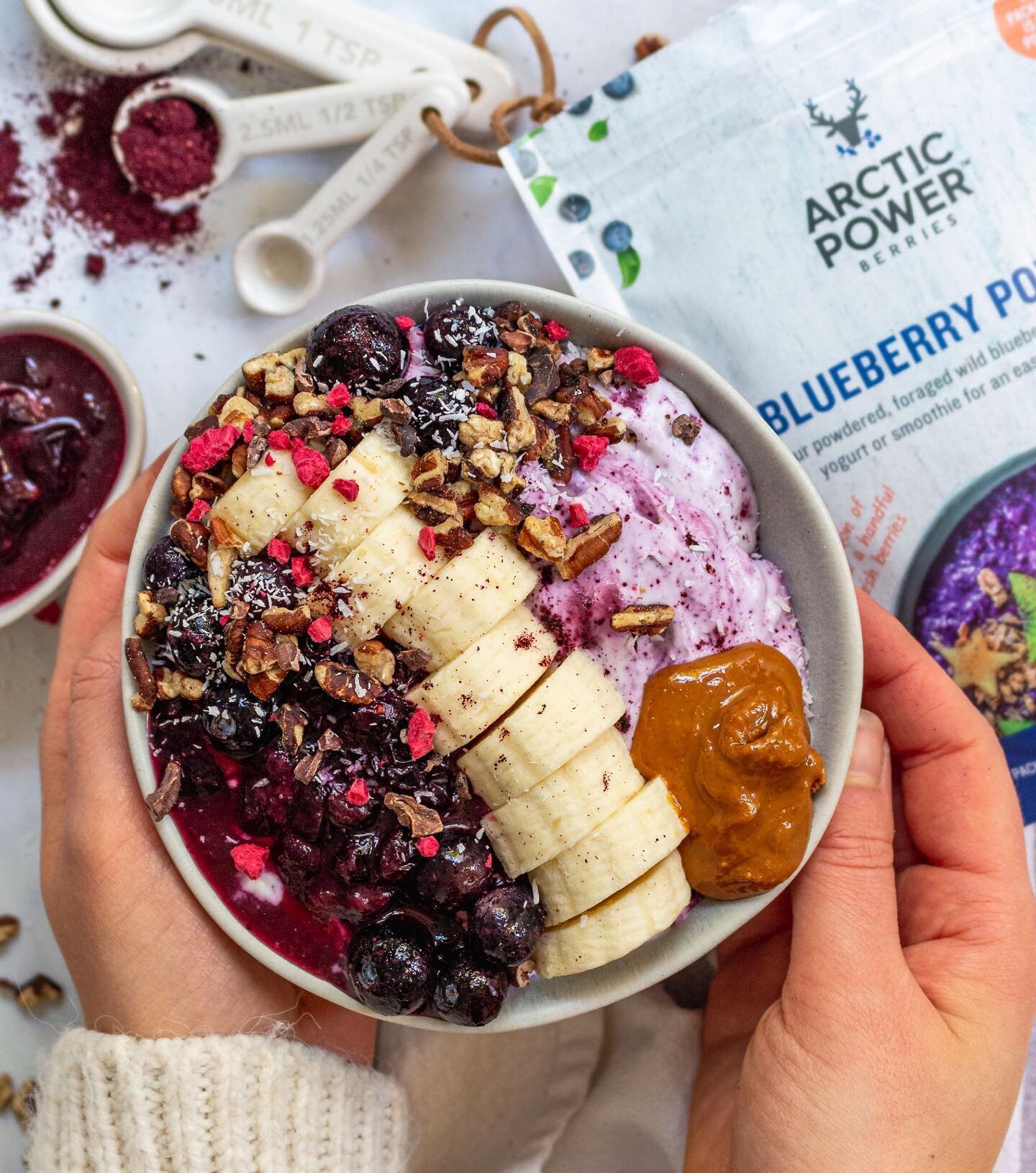 With its beautiful, vibrant colors and immune-boosting ingredients, this delicious wild blueberry and pecan yogurt bowl makes for an easy and nutritious breakfast. Topped with warm, toasted pecans and nut butter, it provides a convenient morning meal