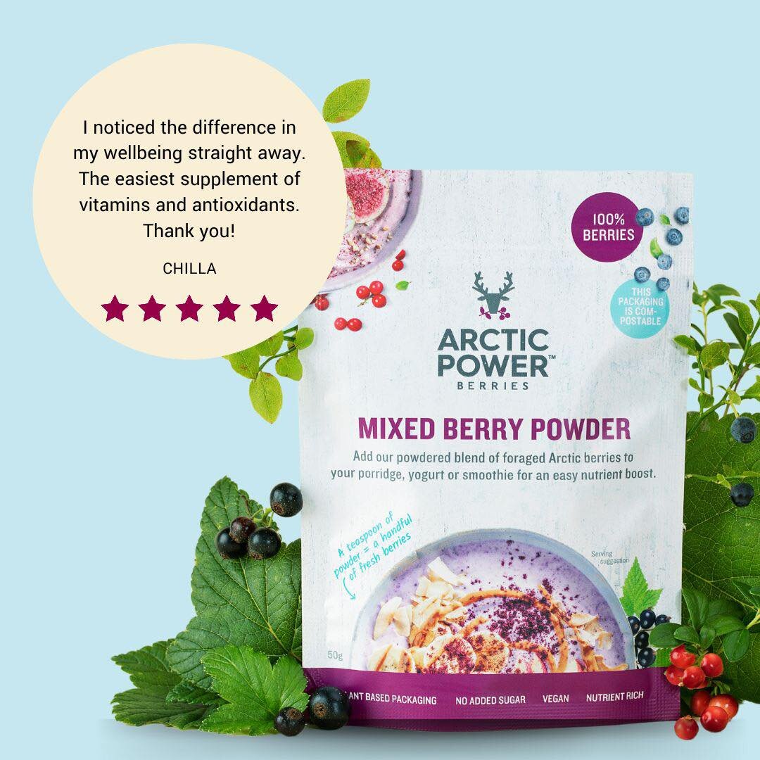 Did you know that just one teaspoon of our wild berry powder is equivalent to 1 of your 5 a day? 🥄

As this delighted customer noticed, you can feel the difference in your well-being right away - making our powder a super easy and convenient way to 