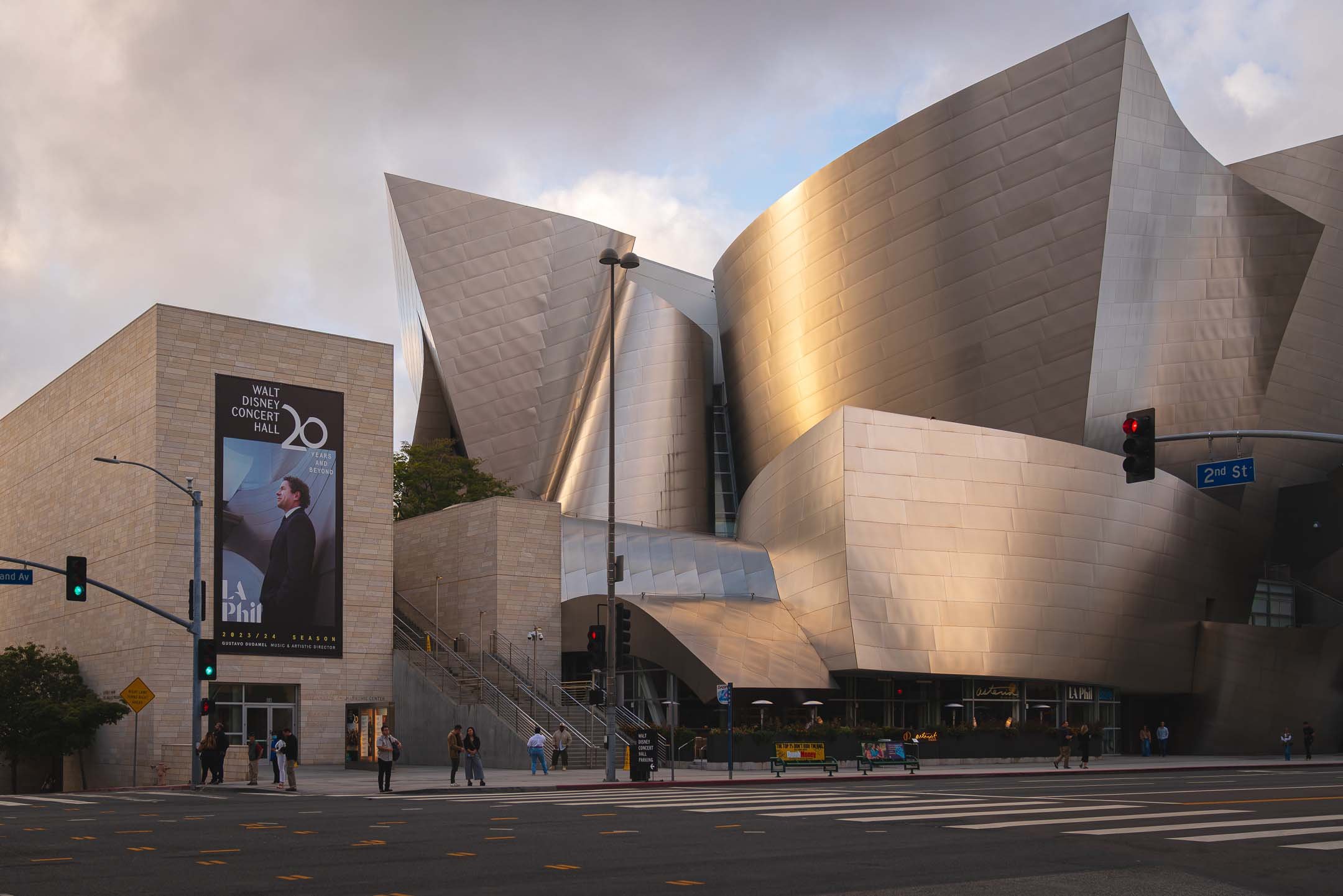 The Walt Disney Concert Hall at sunset in Downtown Los Angeles
