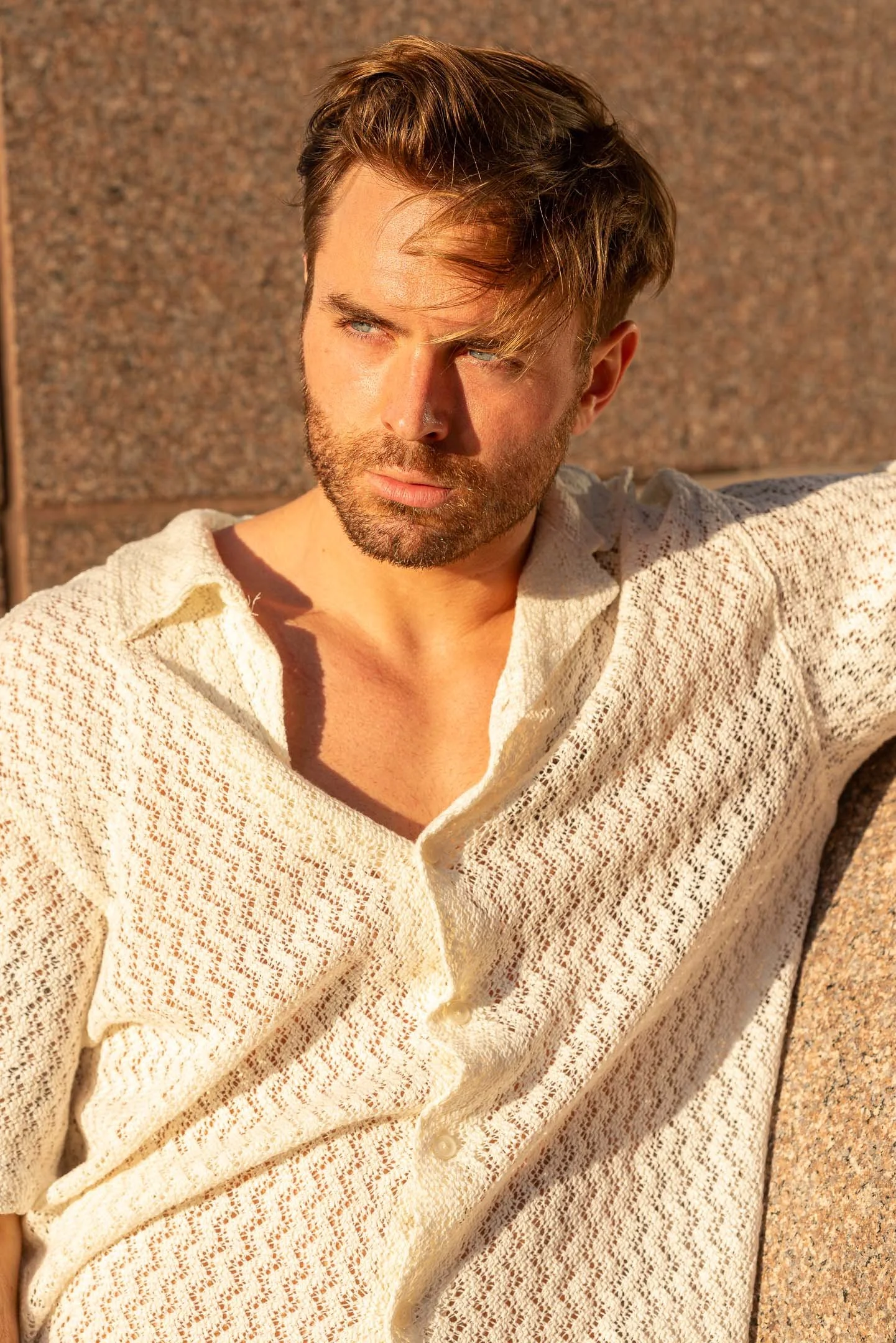 Los Angeles fashion model posing at sunset in Downtown LA