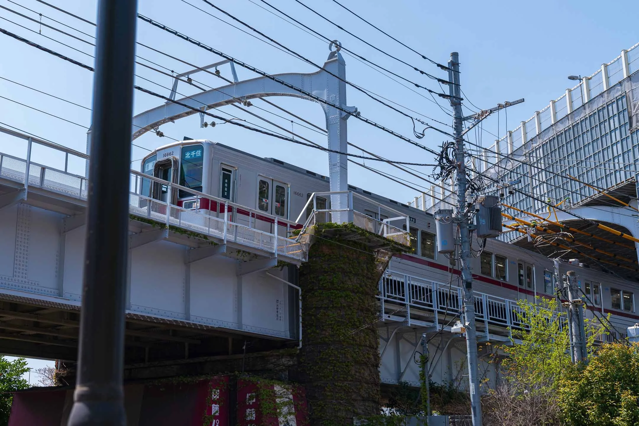 Tokyo train passing by along the rail track