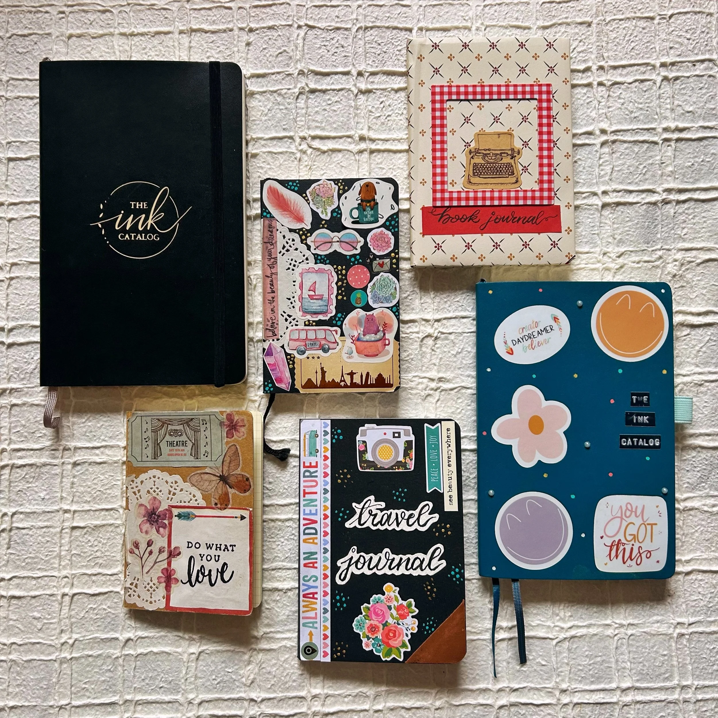 Flatlay with multiple journals