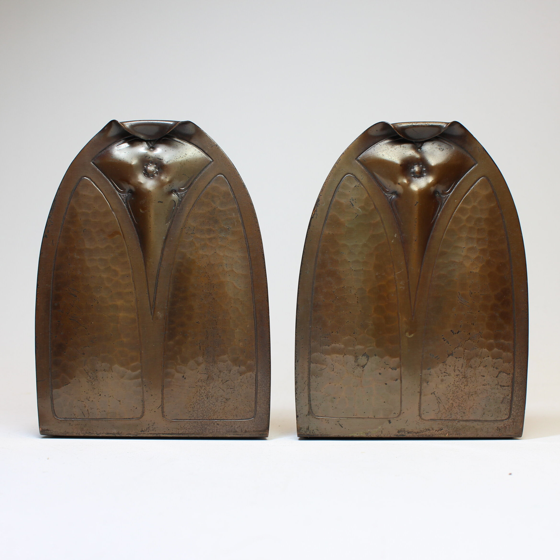 SOLD, Roycroft Early Trefoil Bookends