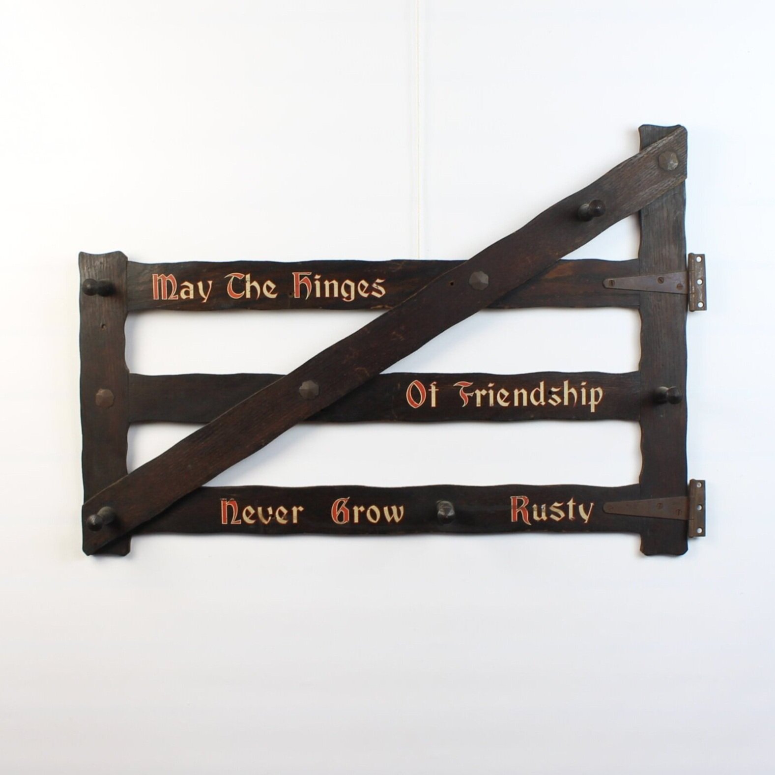SOLD, Hinges of Friendship Motto Hat Rack