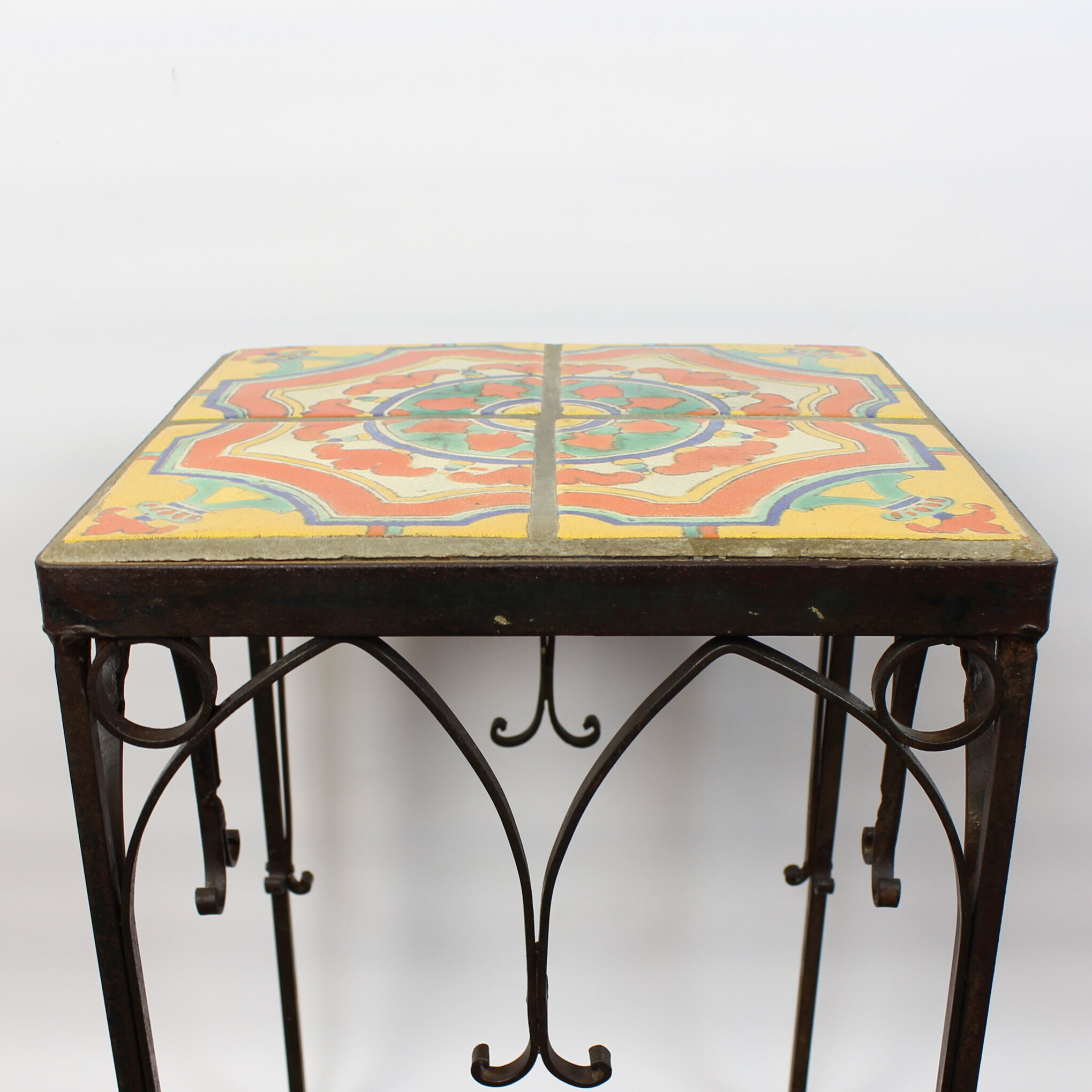 SOLD, D&amp;M Tile Top Wrought Iron Table