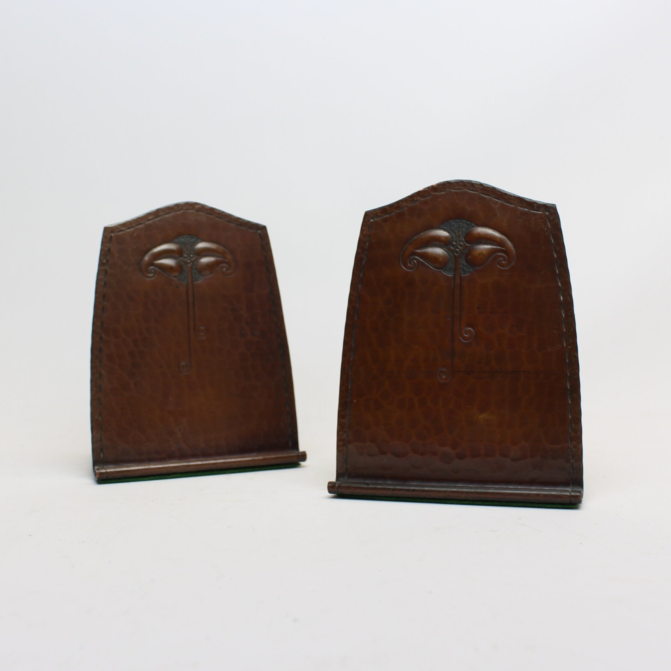 SOLD, Roycroft Double Leaf Bookends