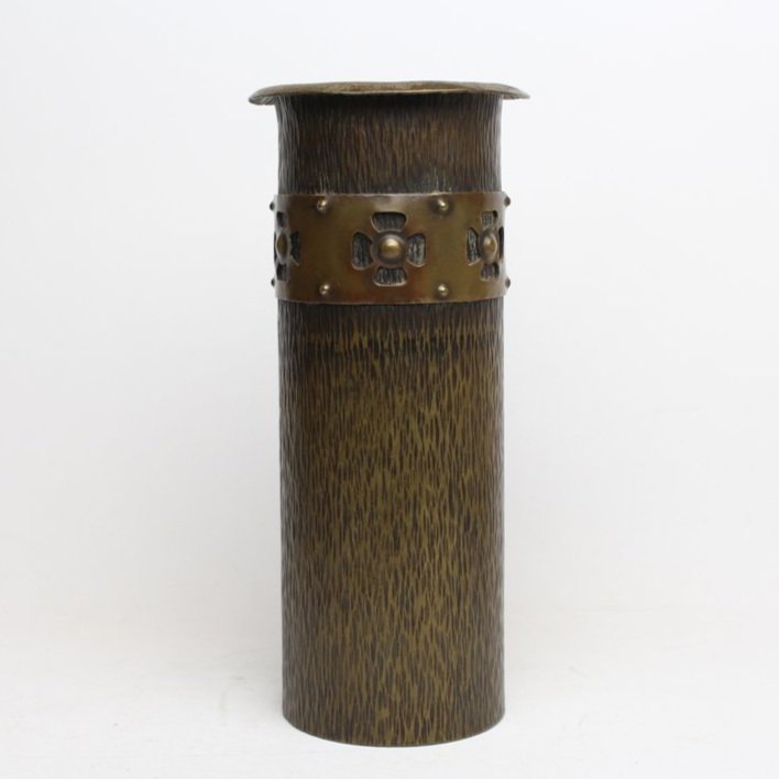 Arts &amp; Crafts Hammered Cylinder Vase