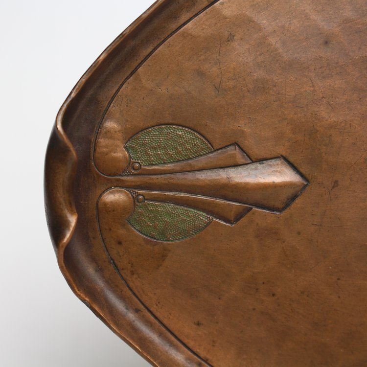 SOLD, Roycroft Hammered Copper Oval Tray